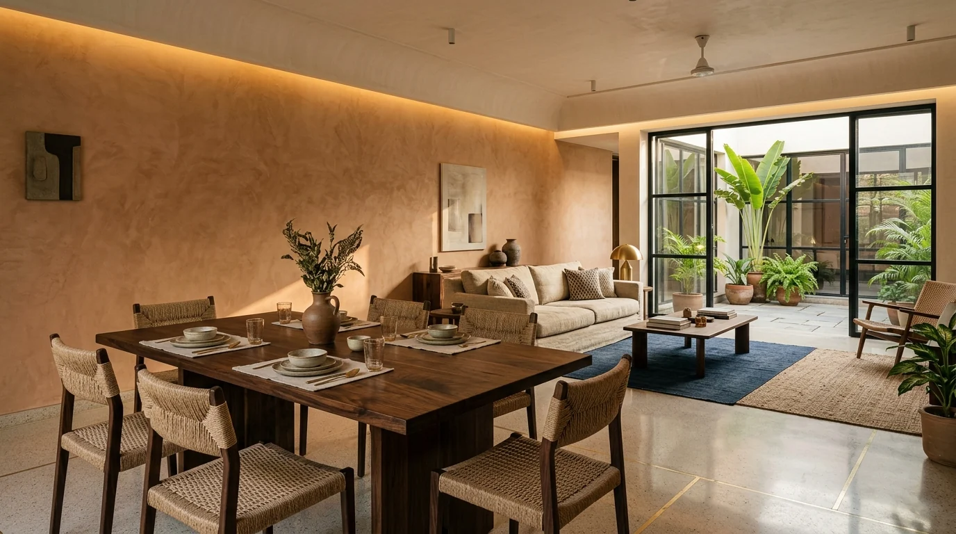 Design concept: open-plan living and dining space with natural light