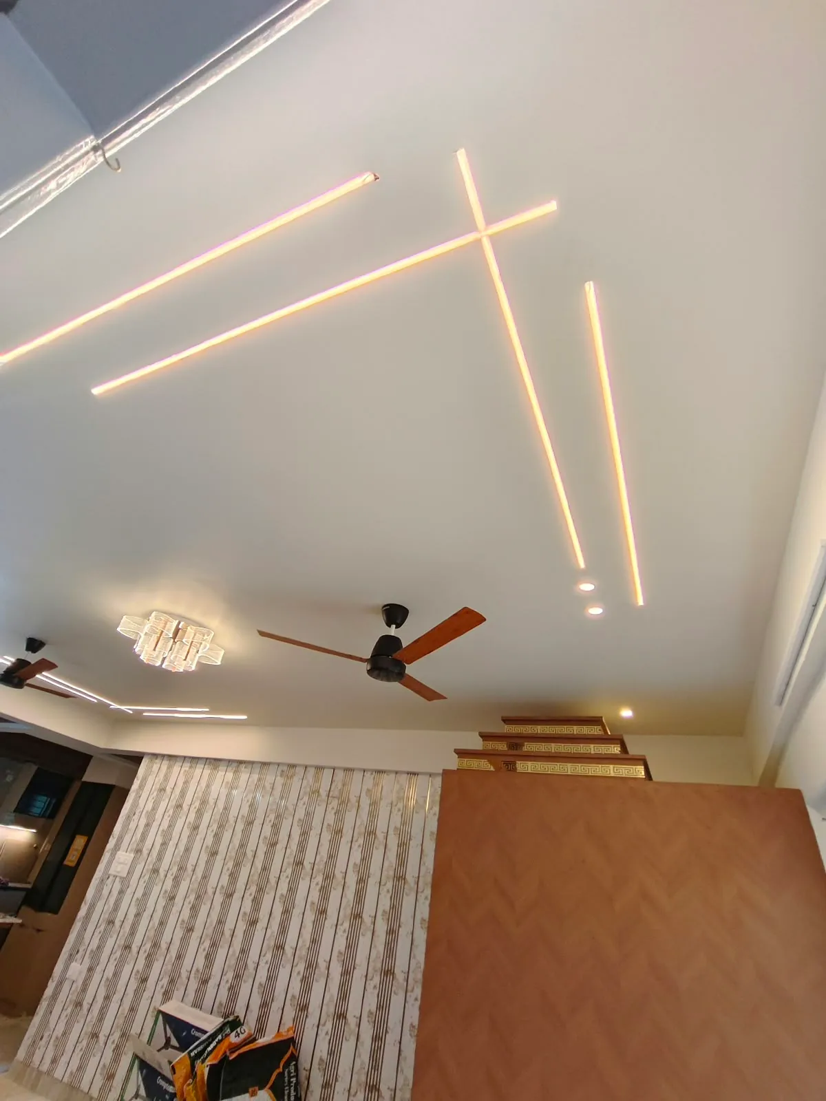 Avenza project work: False ceiling with recessed linear profile light bars